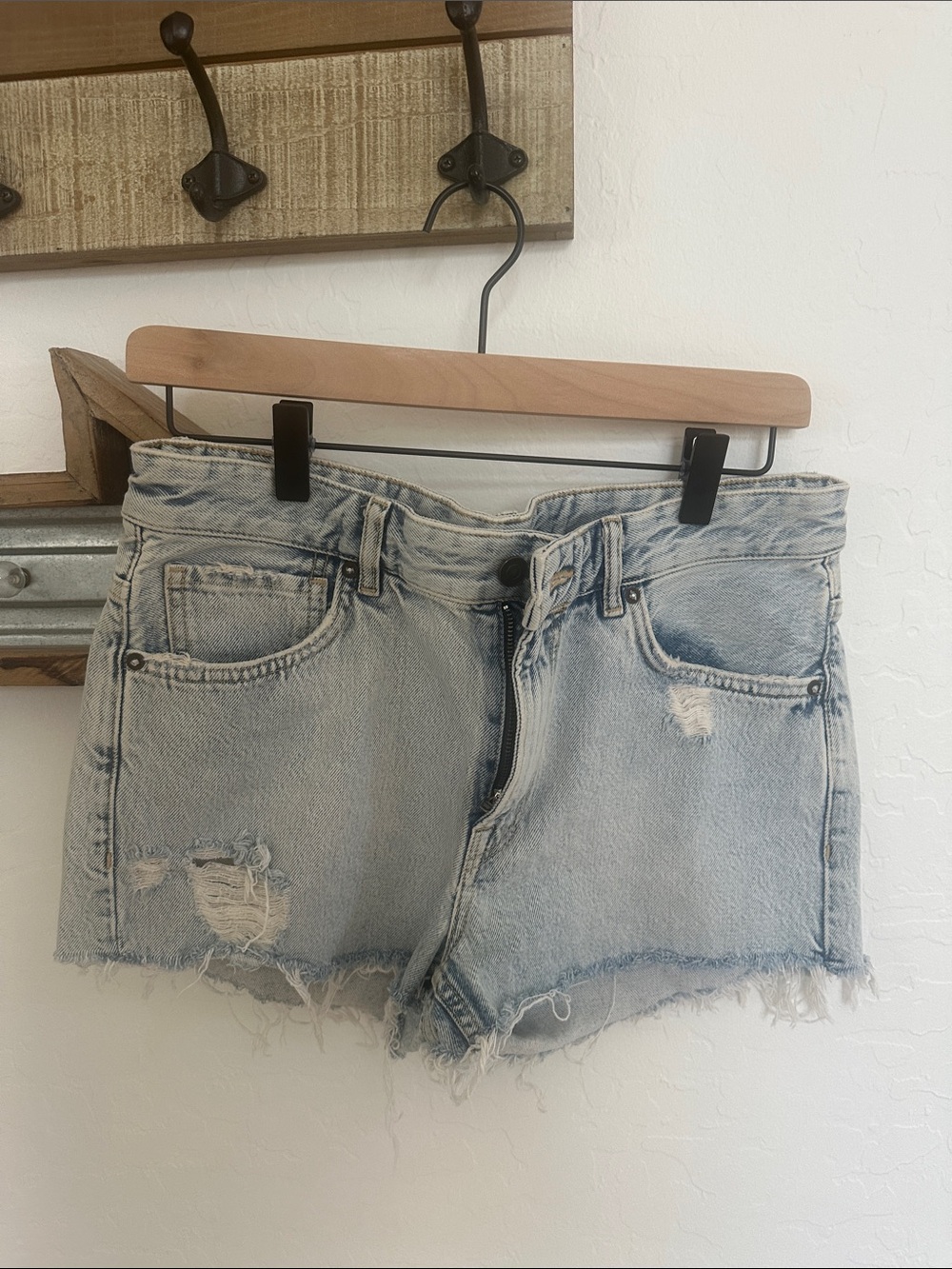 Allsaints Light Wash Distressed Denim Women's Shorts